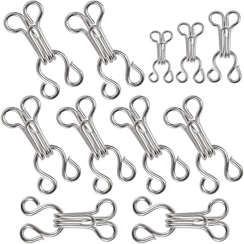 PECMER 100set Copper Sewing Hooks and Eyes - 3# Silver Bra Hooks for Skirt, Trousers, Dress Sewing Closure - 18mm - Image 5